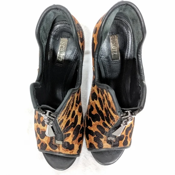 SCHUTZ Curved heel leopard pump‎ booties - Picture 7 of 8